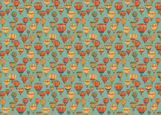 Hot Air Balloon Pattern on Teal