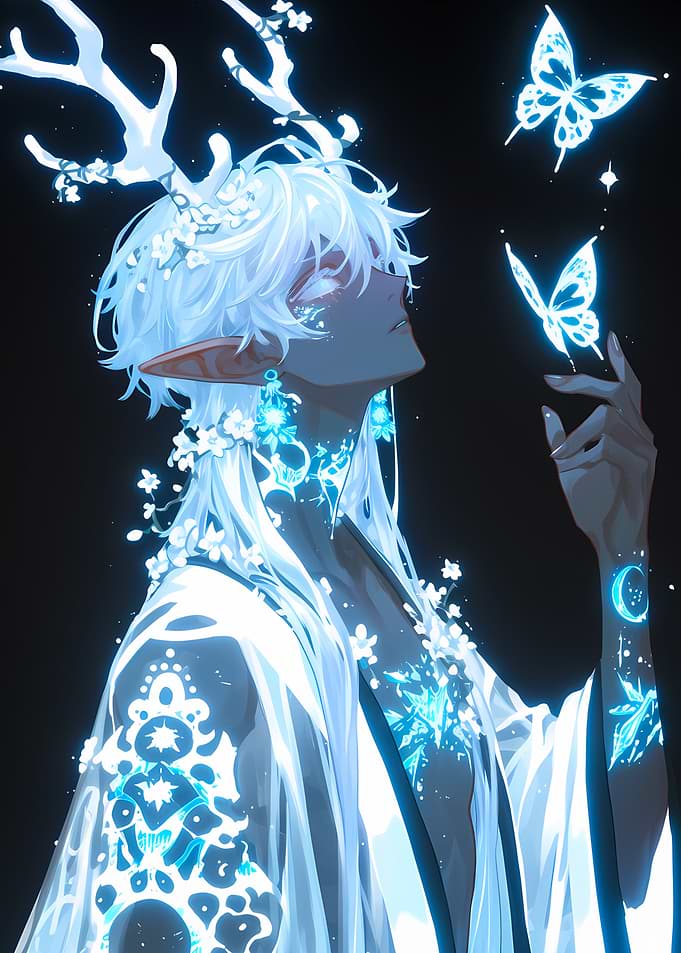Glowing Elf with Butterflies
