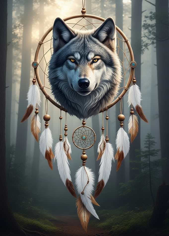Wolf Dreamcatcher in Forest