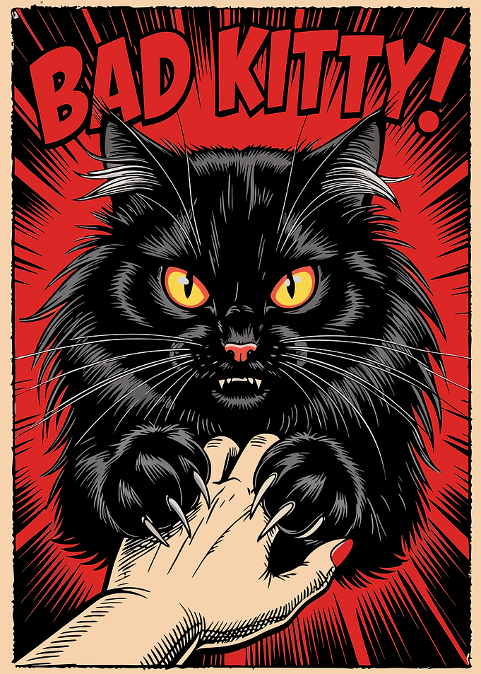 Bad Kitty Comic Style Illustration