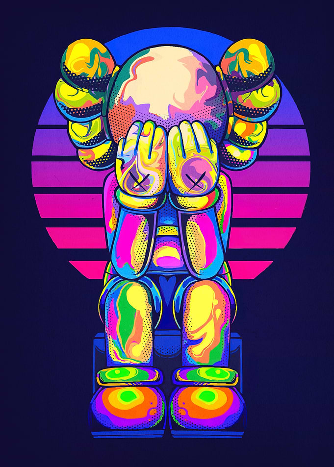 Kaws Hypebeast Cartoon Retro Sun