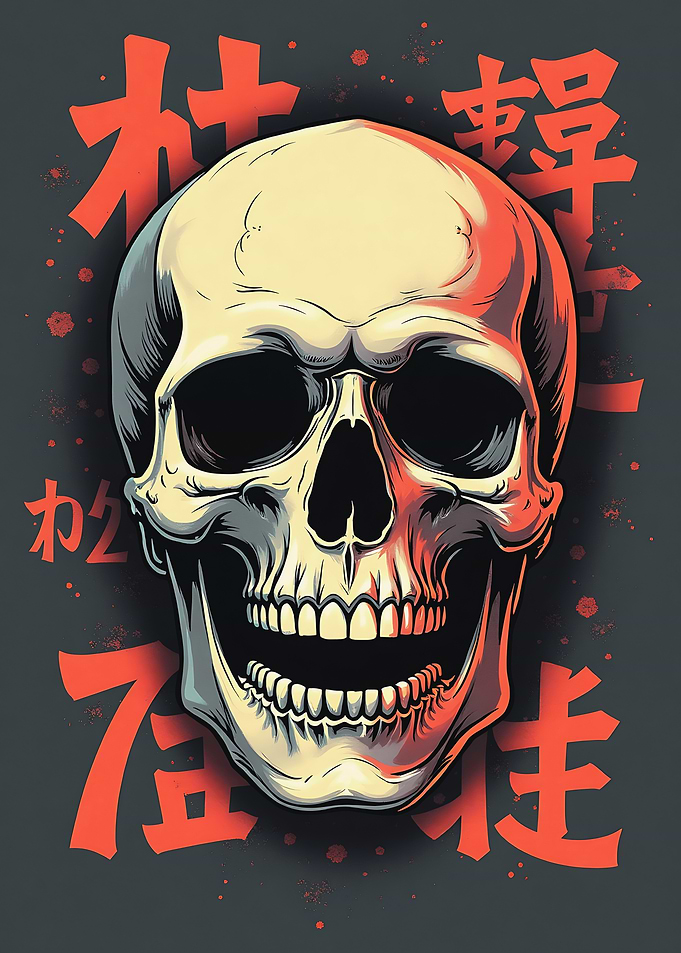 Skull with Japanese Text