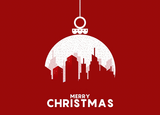 Merry Christmas Cityscape Ornament