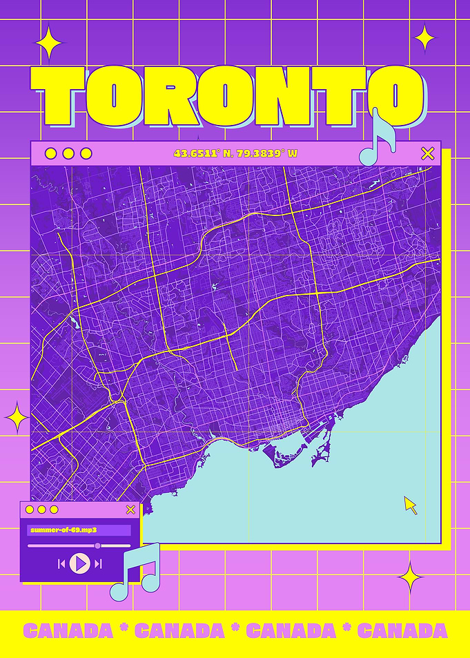 Toronto Map Retro Aesthetic