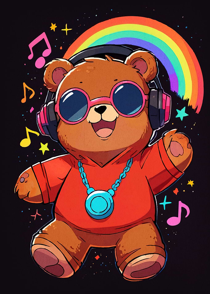 Bear Headphones Rainbow