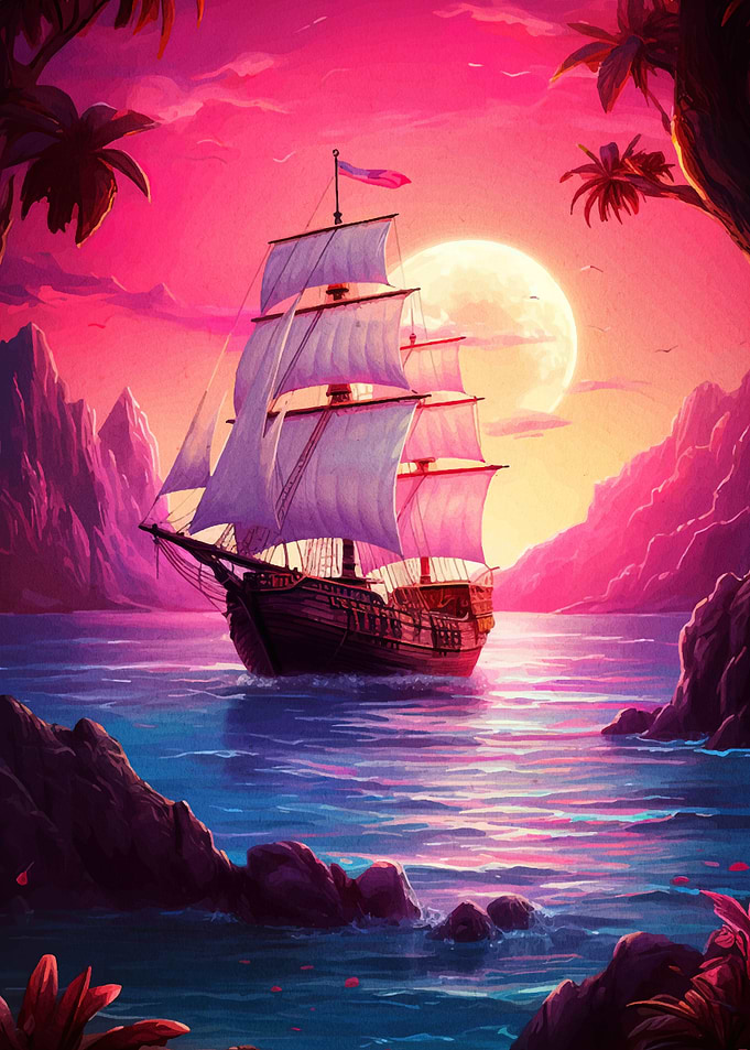 Pirate Ship at Sunset