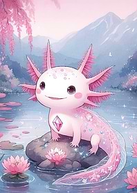 Cute Axolotl Dreamy Landscape