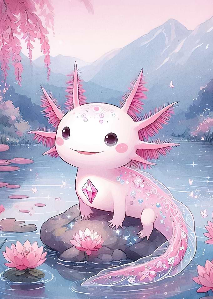Cute Axolotl Dreamy Landscape