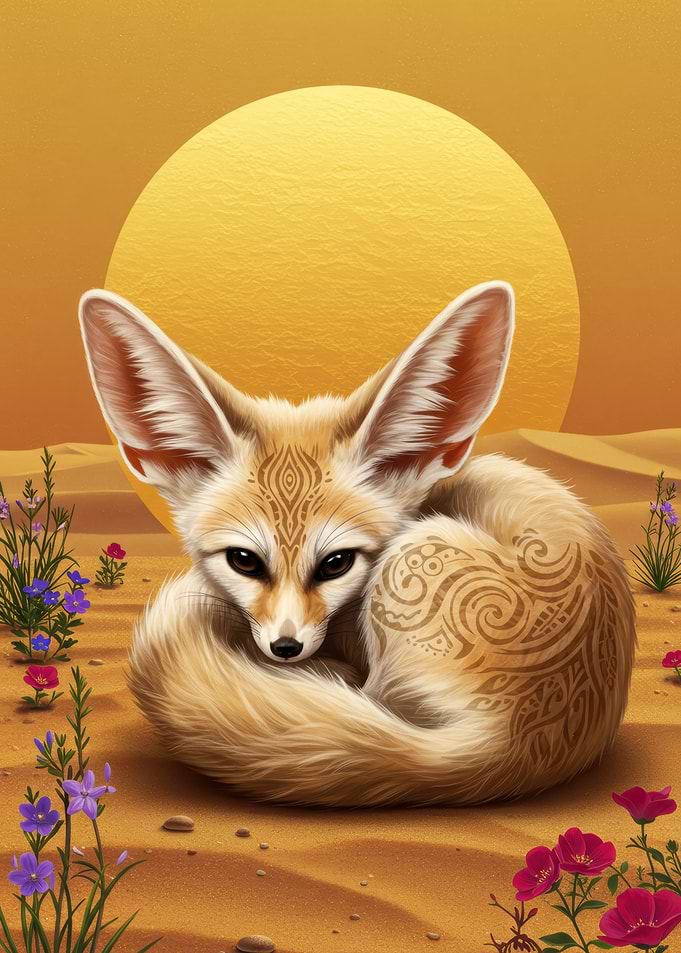 Fennec Fox in Desert Landscape