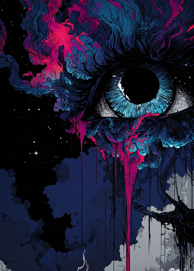 Surreal Eye with Cosmic Tears
