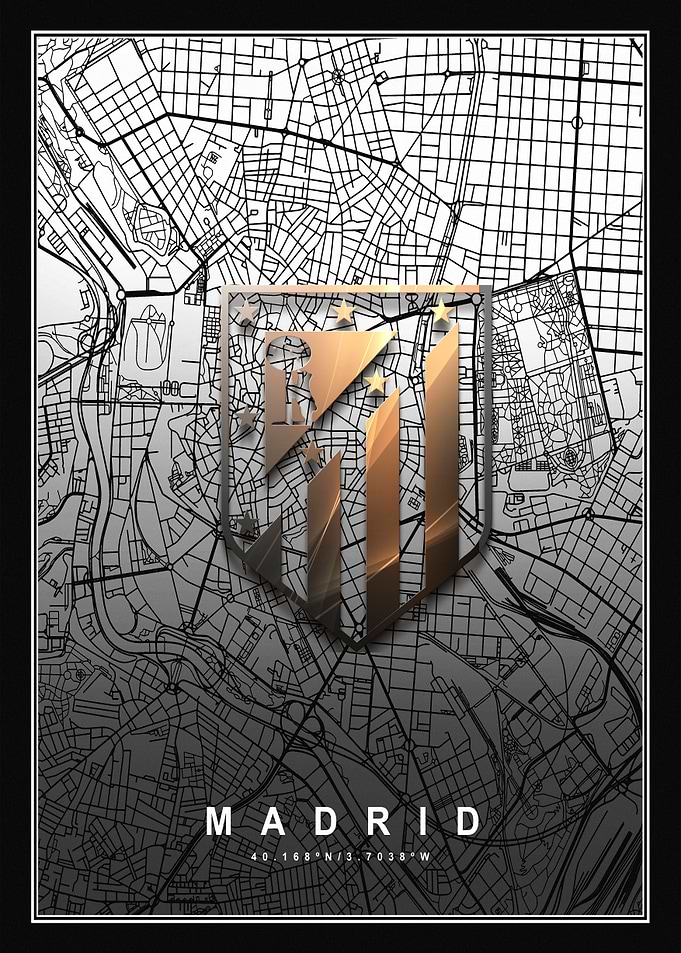 Madrid City Map with Atletico Madrid Logo