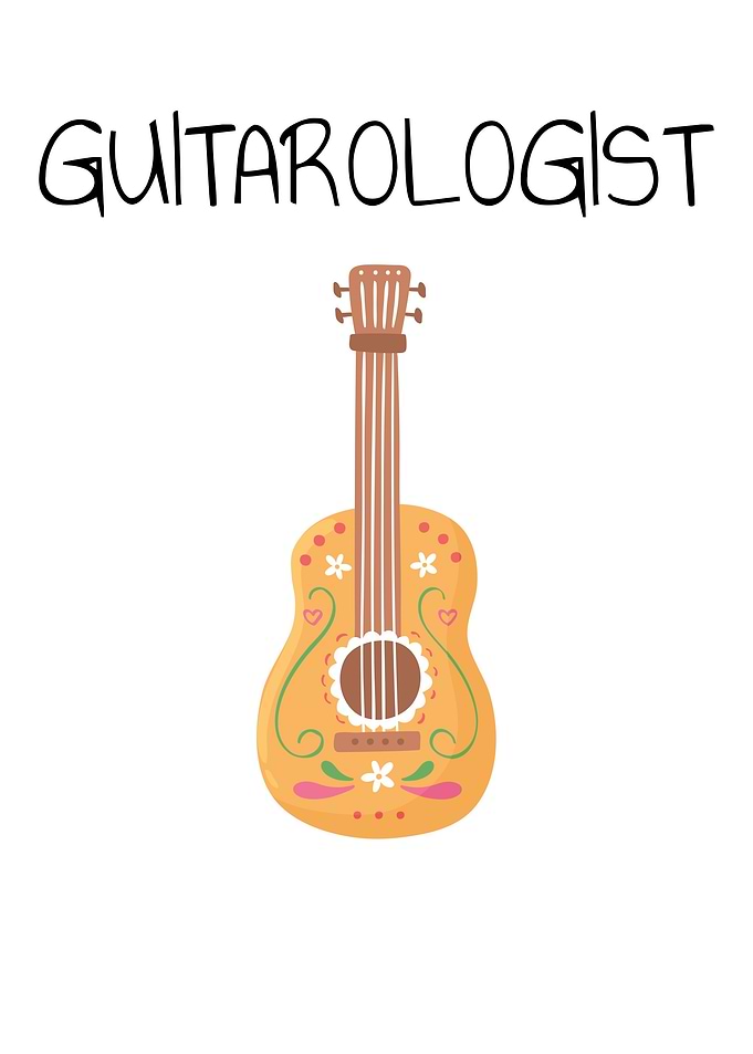 Guitarologist Cartoon Guitar Illustration