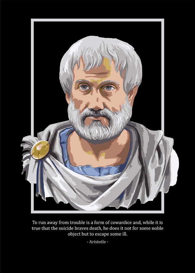 Aristotle Portrait with Quote
