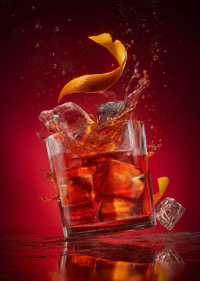 Negroni Cocktail with Orange Peel