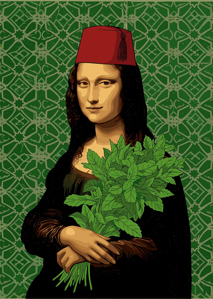 Mona Lisa with Fez and Mint