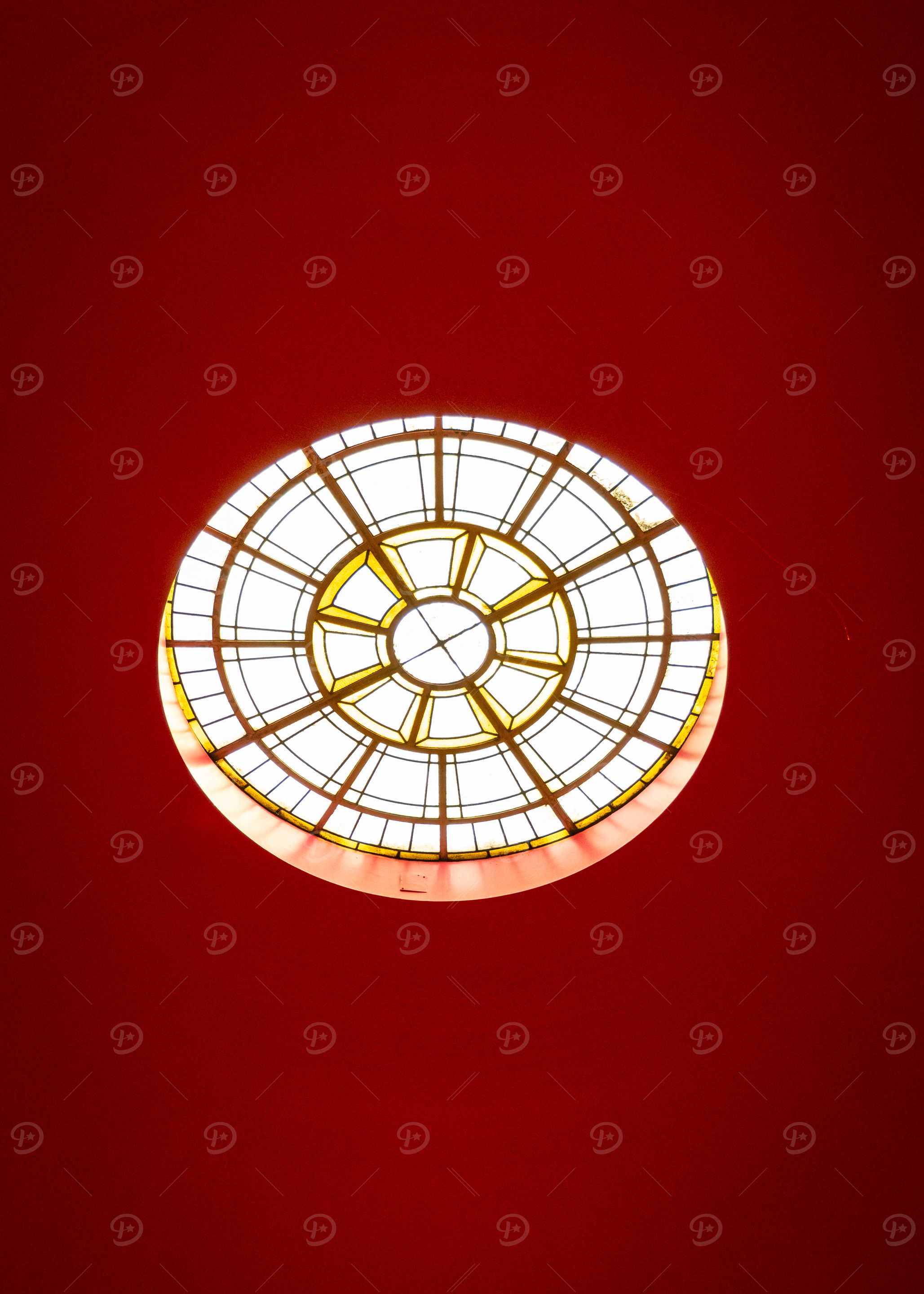 Circular Window on Red Background