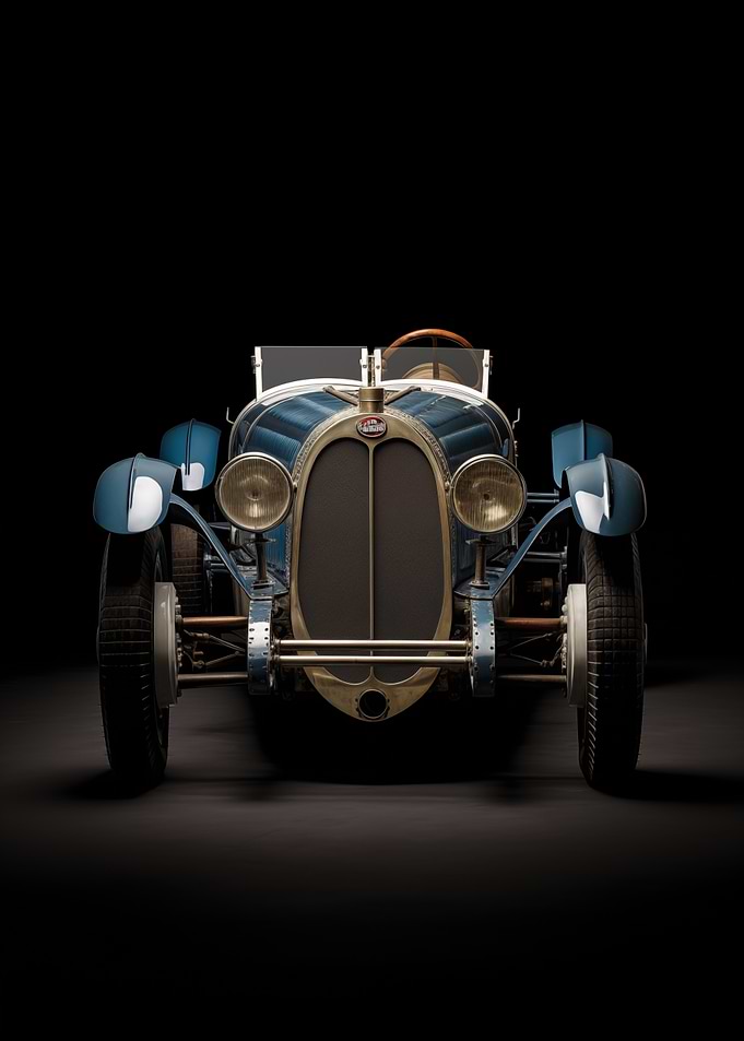 Vintage Blue Bugatti Car