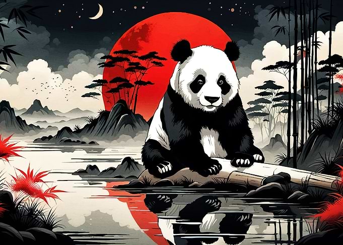 Panda Asian Landscape