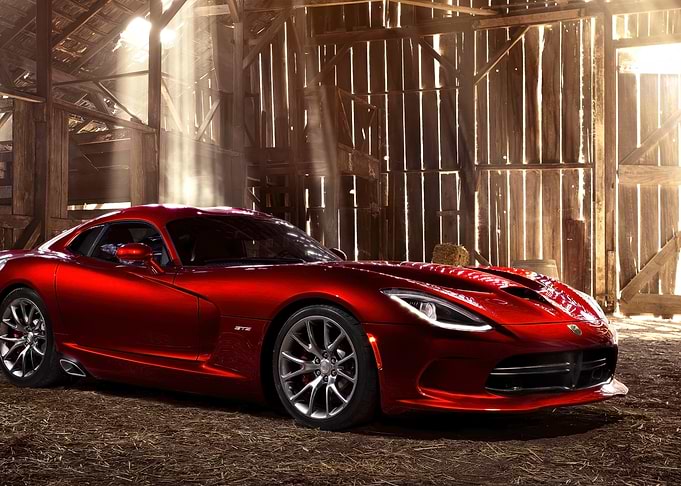 Red Dodge Viper in Barn