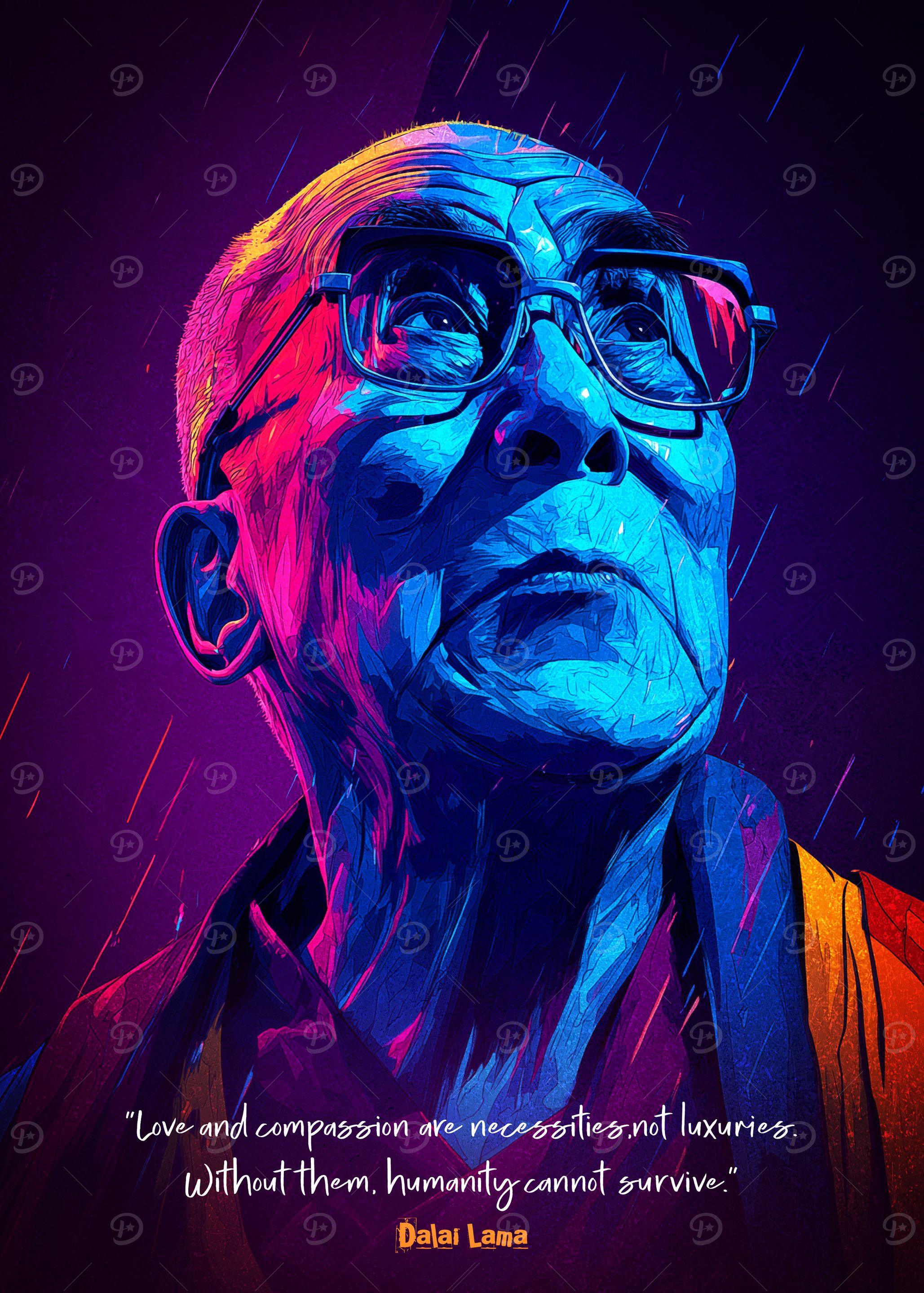 Dalai Lama Portrait with Quote