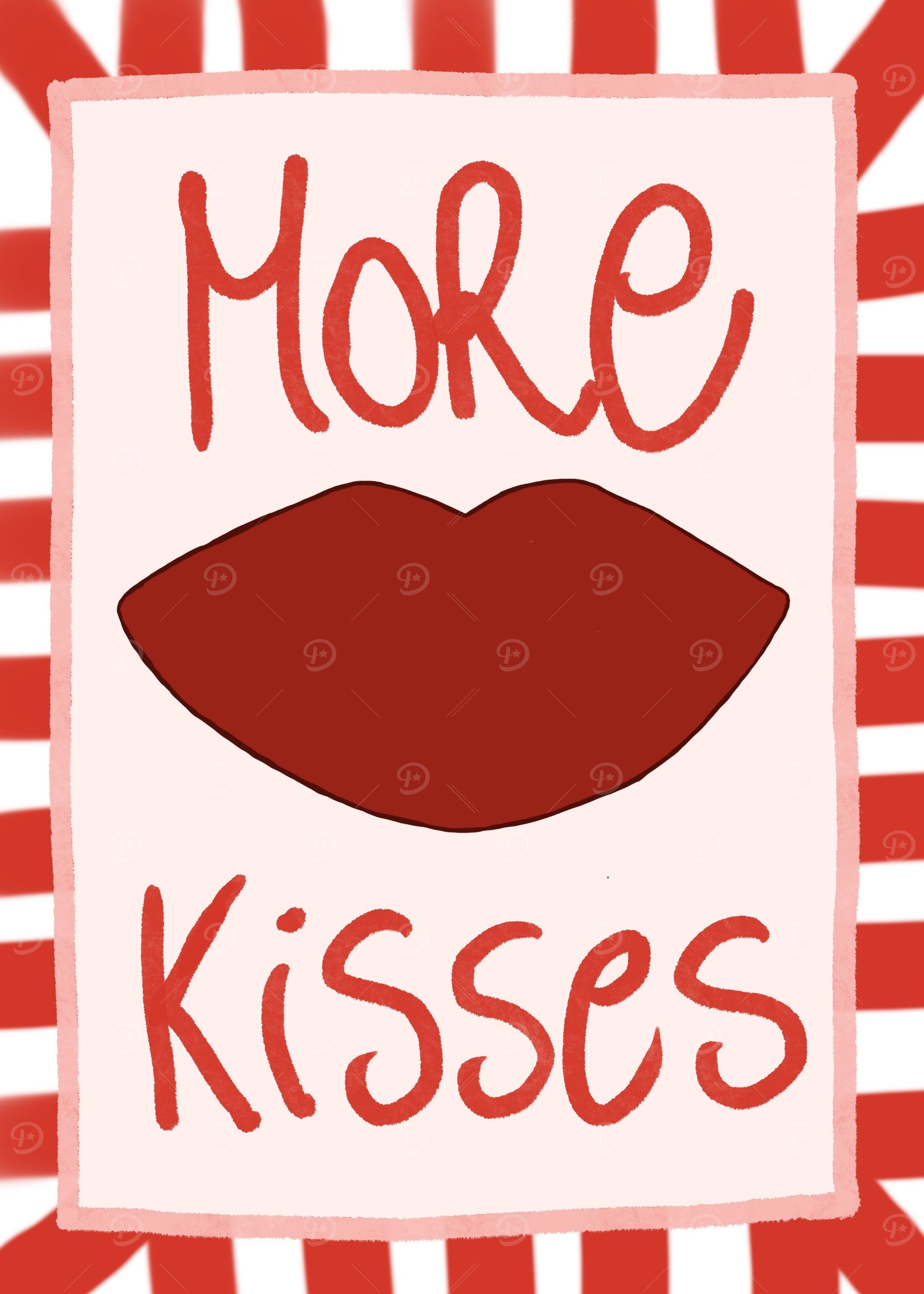 More Kisses Lips Red and White