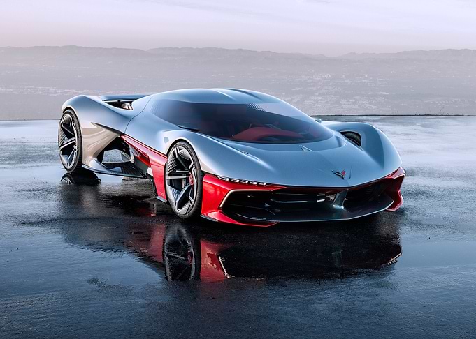 Sleek Silver and Red Concept Car