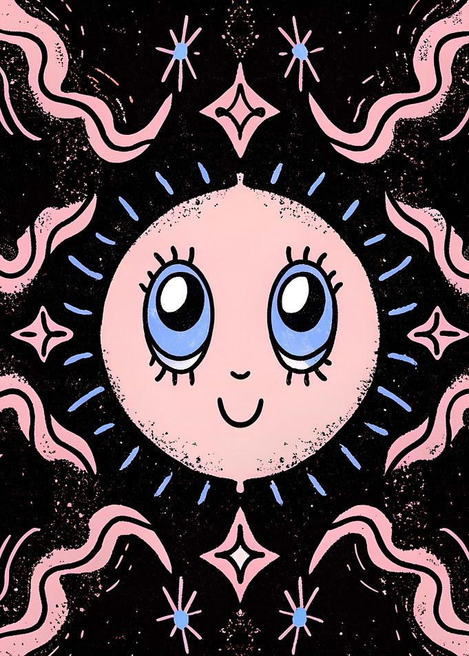 Cute Sun Face with Stars