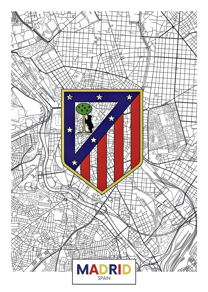 Madrid Map with Atletico Madrid Logo