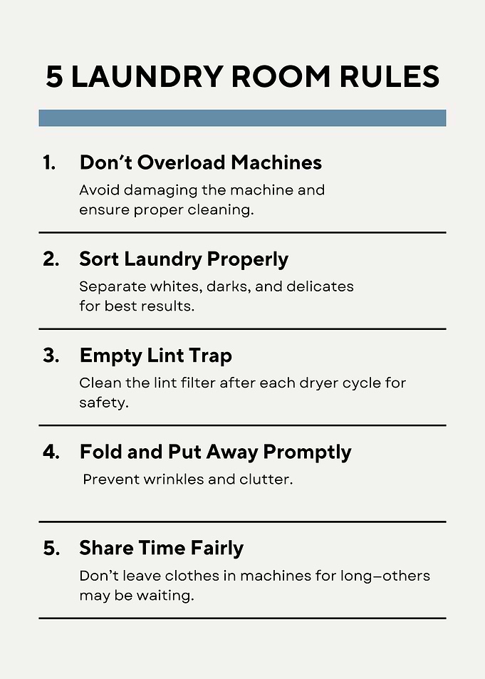 Laundry Room Rules List
