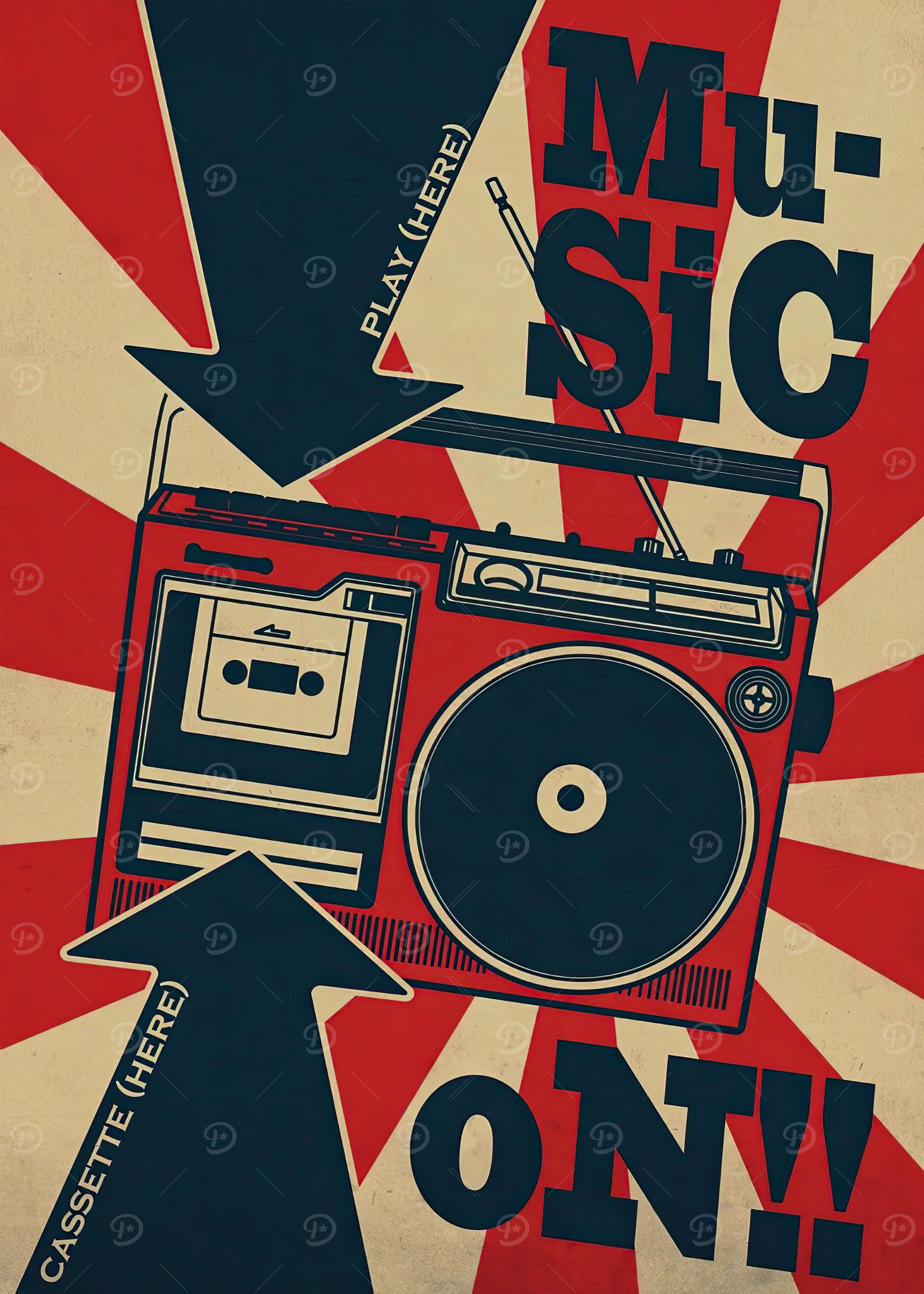 Retro Music On Boombox Poster