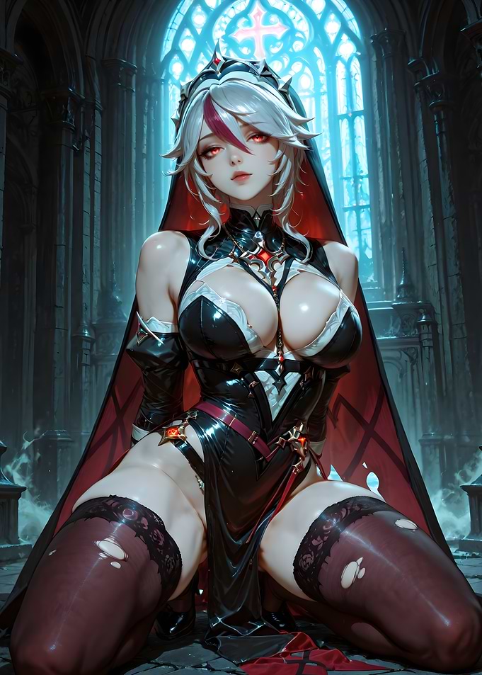 Anime Woman in Gothic Setting