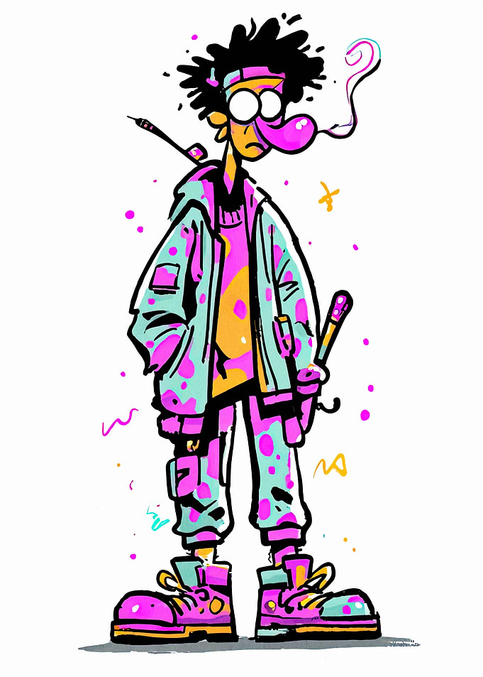 Cartoon Character with Colorful Outfit