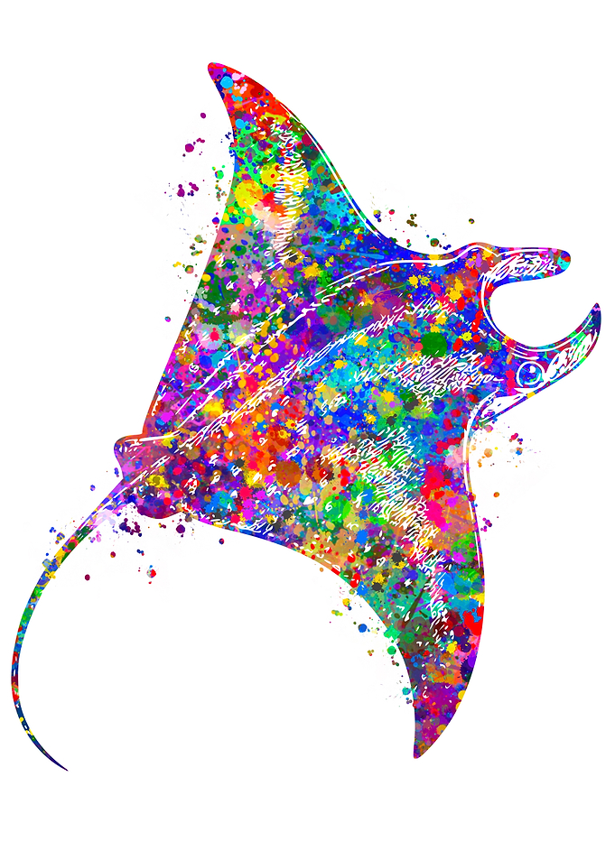 Colorful Manta Ray Watercolor