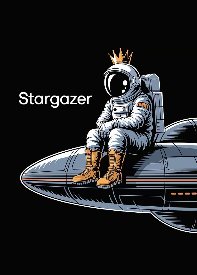 Astronaut with Crown on Spaceship