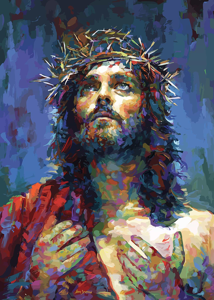 Jesus Christ Portrait with Crown of Thorns