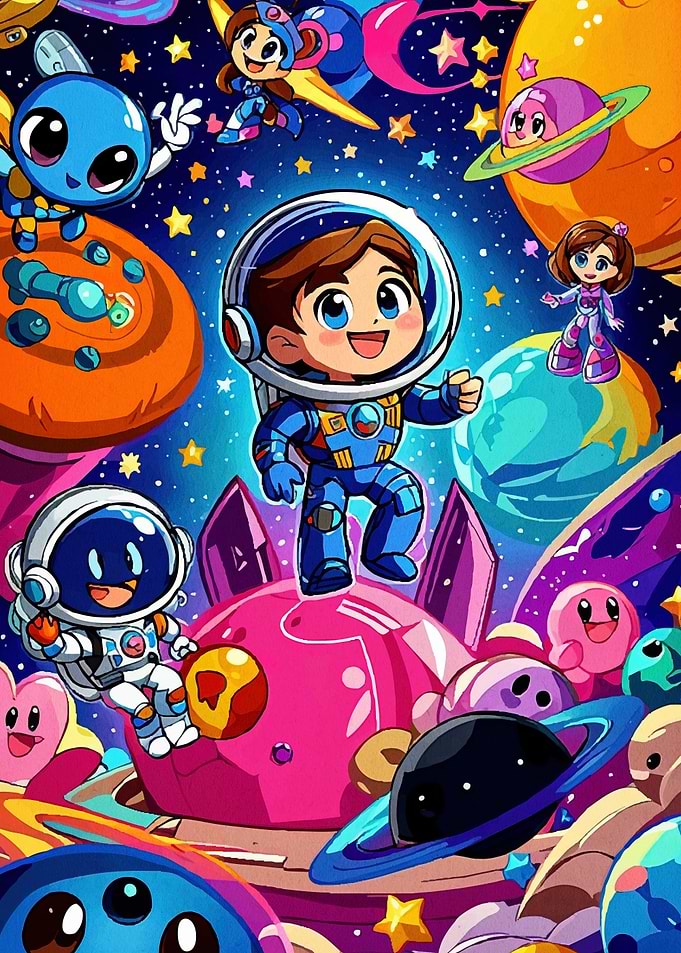 Cartoon Astronauts Space