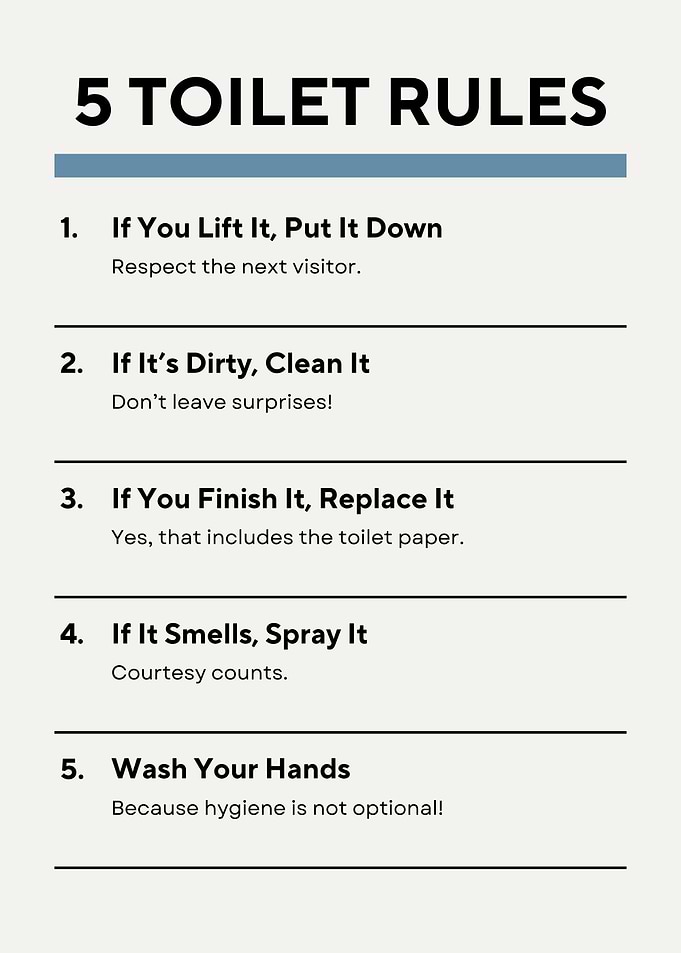 5 Toilet Rules Poster