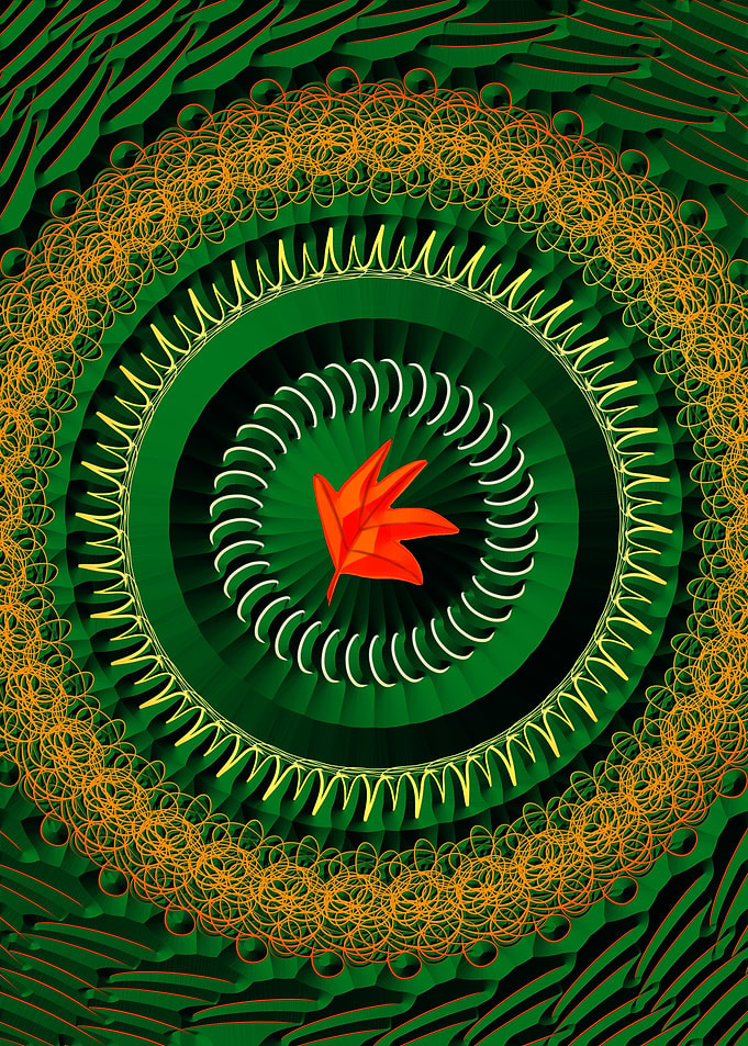Green and Orange Abstract Mandala