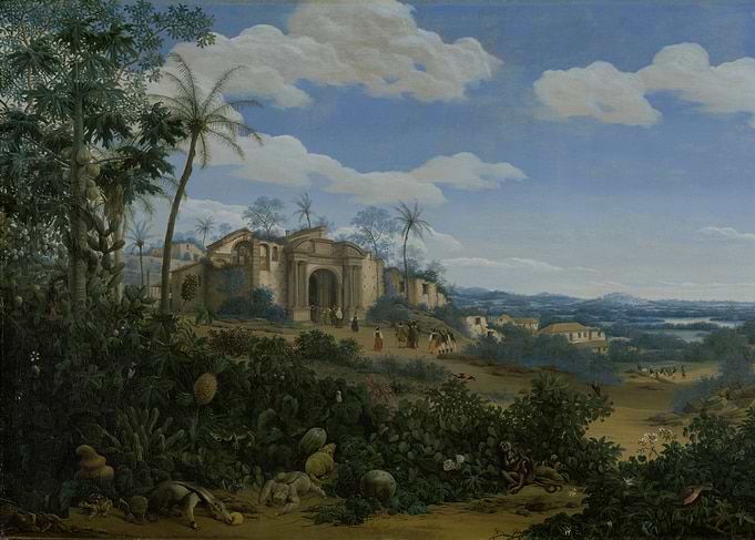 Tropical Landscape with Ruins and Figures