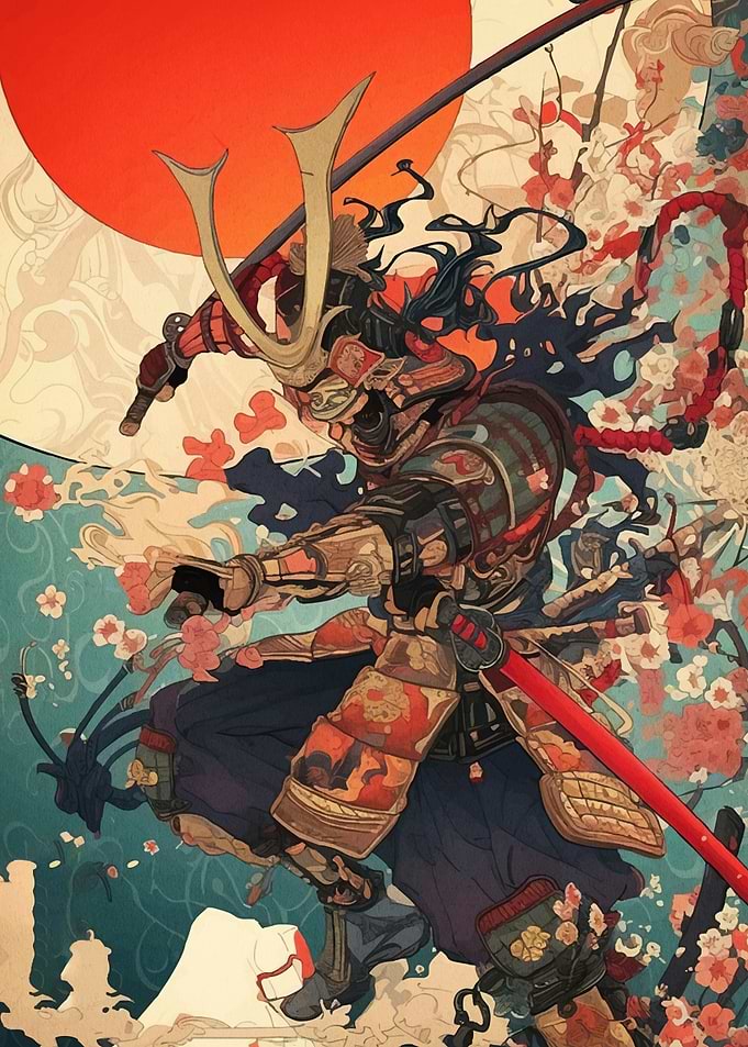 Samurai Warrior Cherry Blossoms