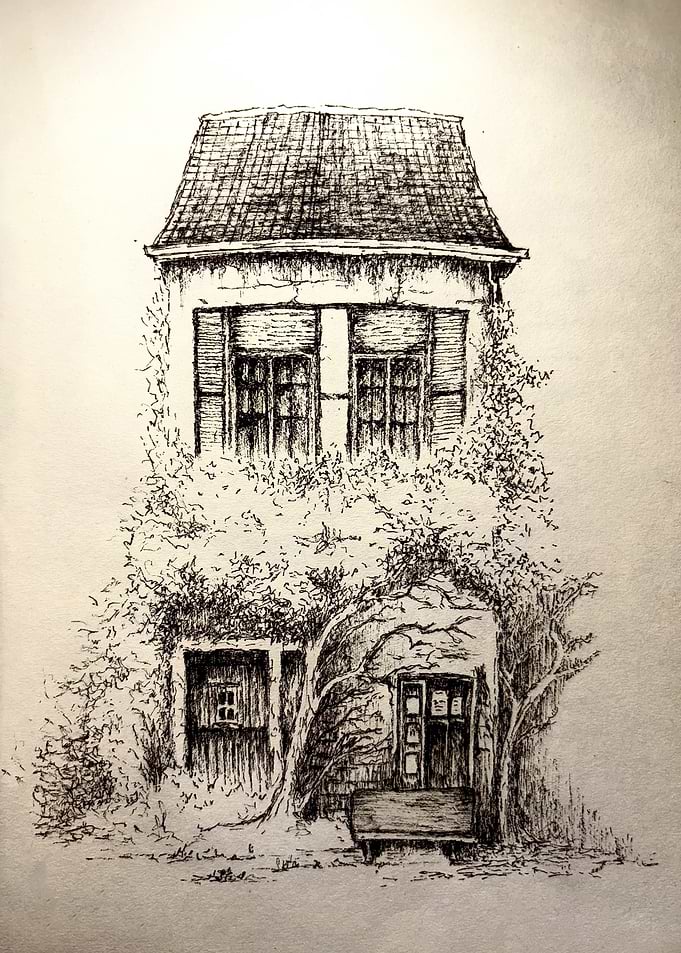 Pen and Ink House Illustration