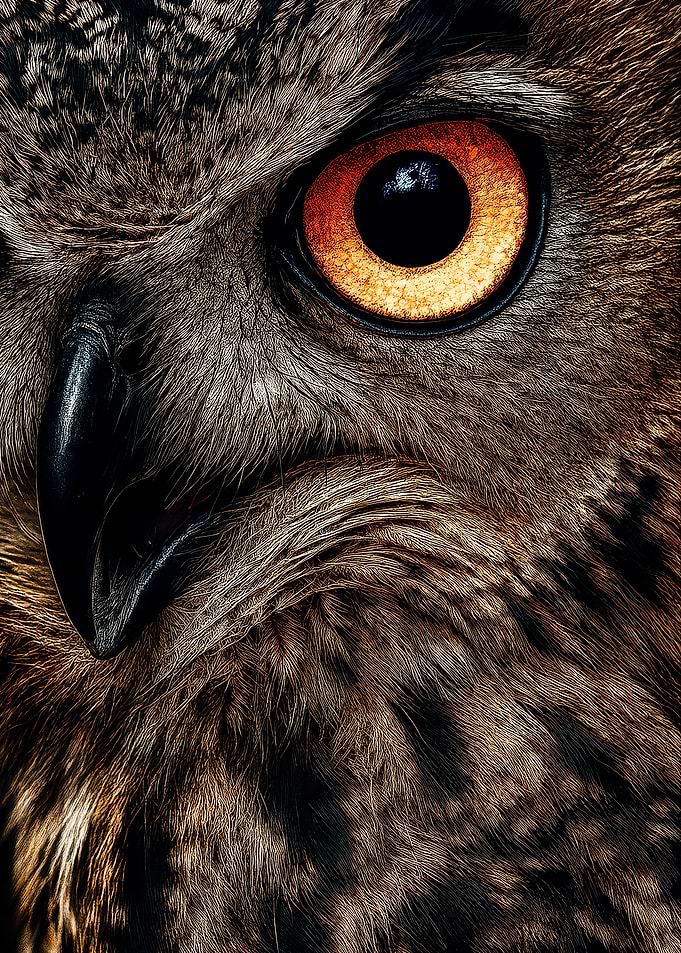 Intense Owl Eye Close-Up