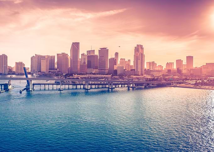miami skyline at sunset