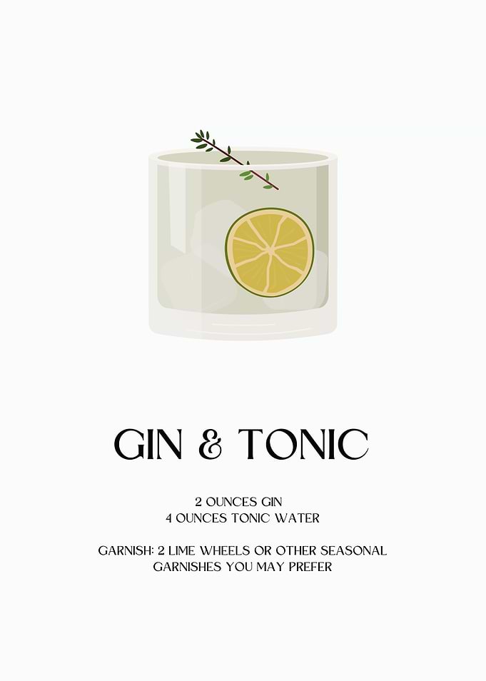 Gin and Tonic Cocktail Illustration