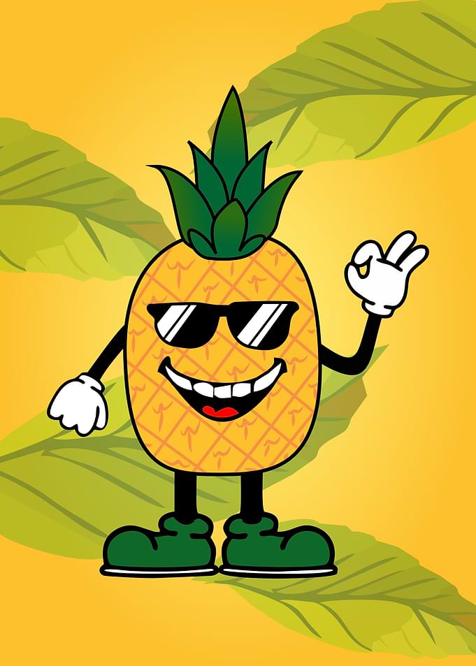 Cool Pineapple Cartoon Character