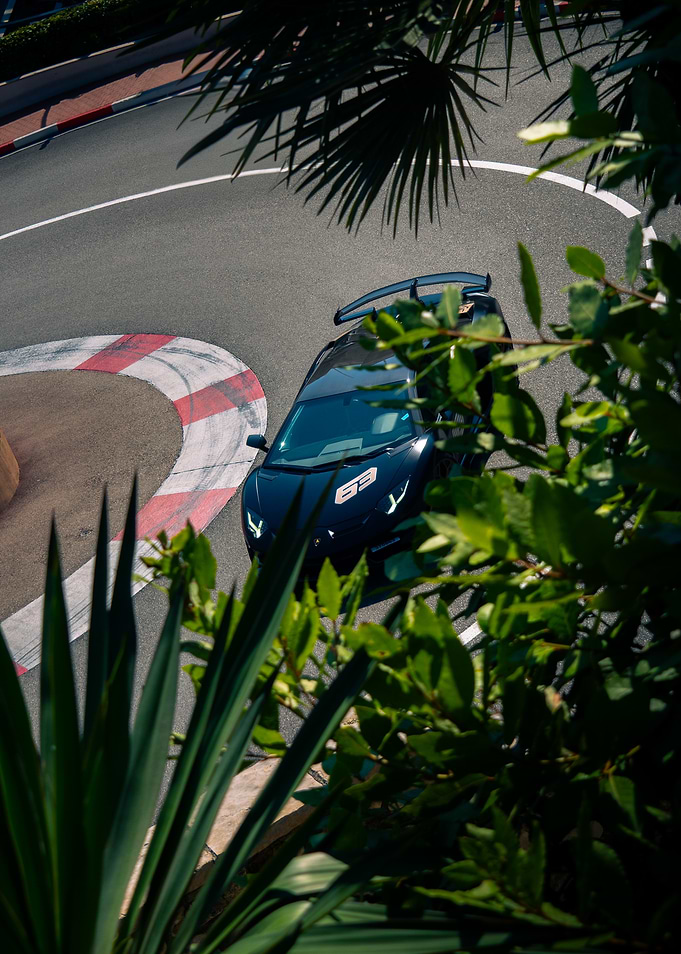 Lamborghini SVJ on a racetrack corner