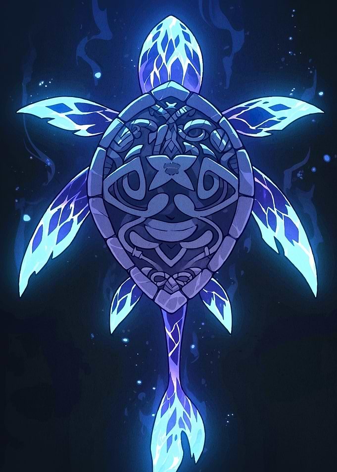 Glowing Turtle Tribal Carvings