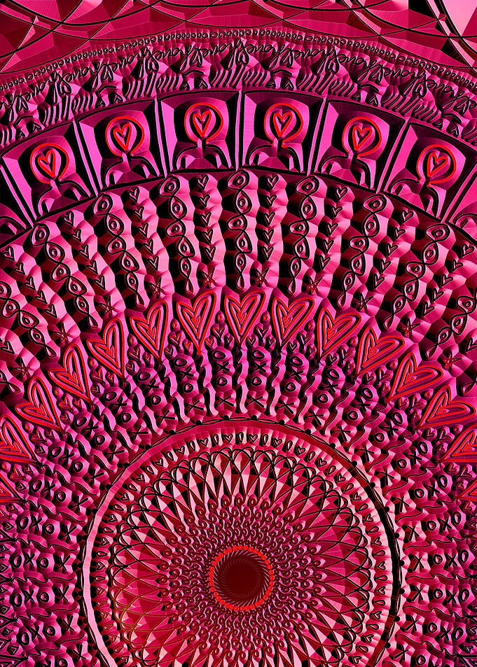 Pink Embossed Heart Mandala