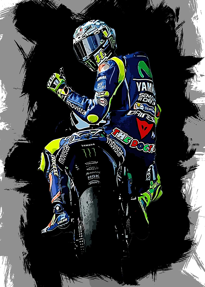 Valentino Rossi Motorcycle Racing Art