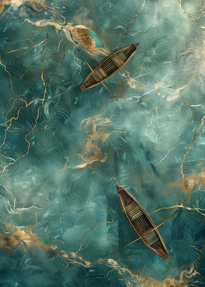 Two Boats on Teal Water